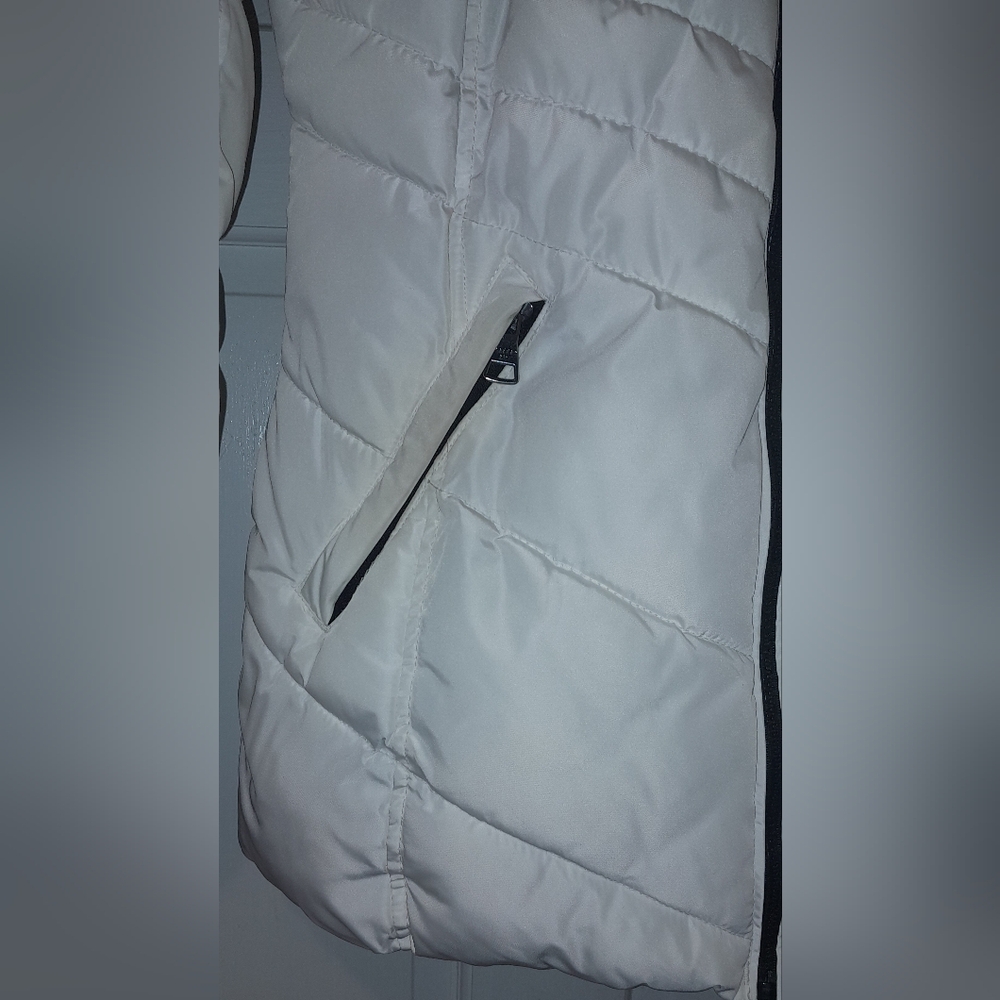 Madden Girl Hooded White Puffer Coat Jacket Parka Faux Fur Trim Hood Sz M Medium - Picture 10 of 16